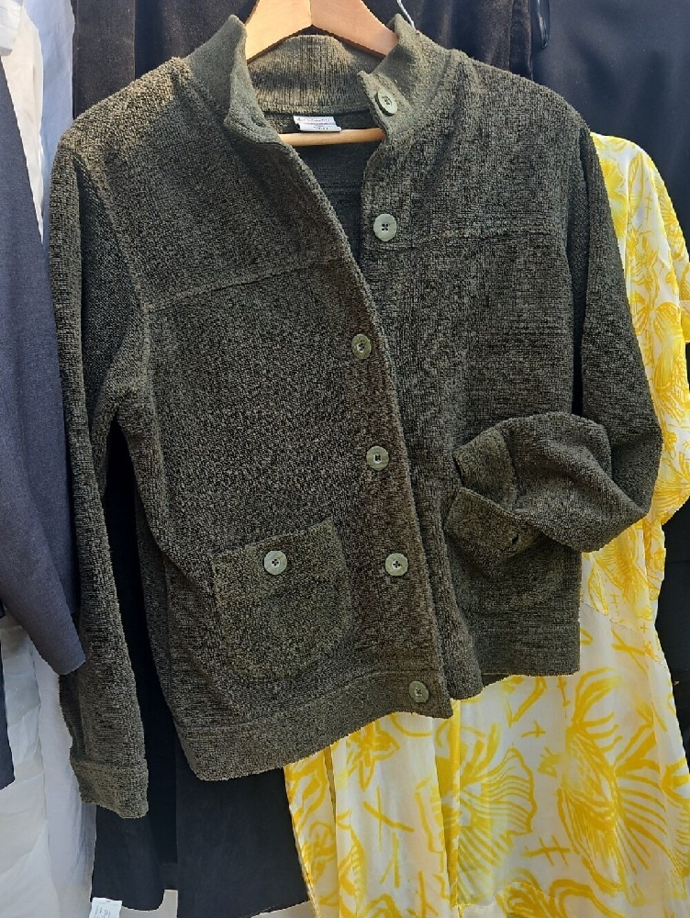 Columbia Cotton Terry Cloth Like Boxy-Olive/Brown Heather Jacket0016